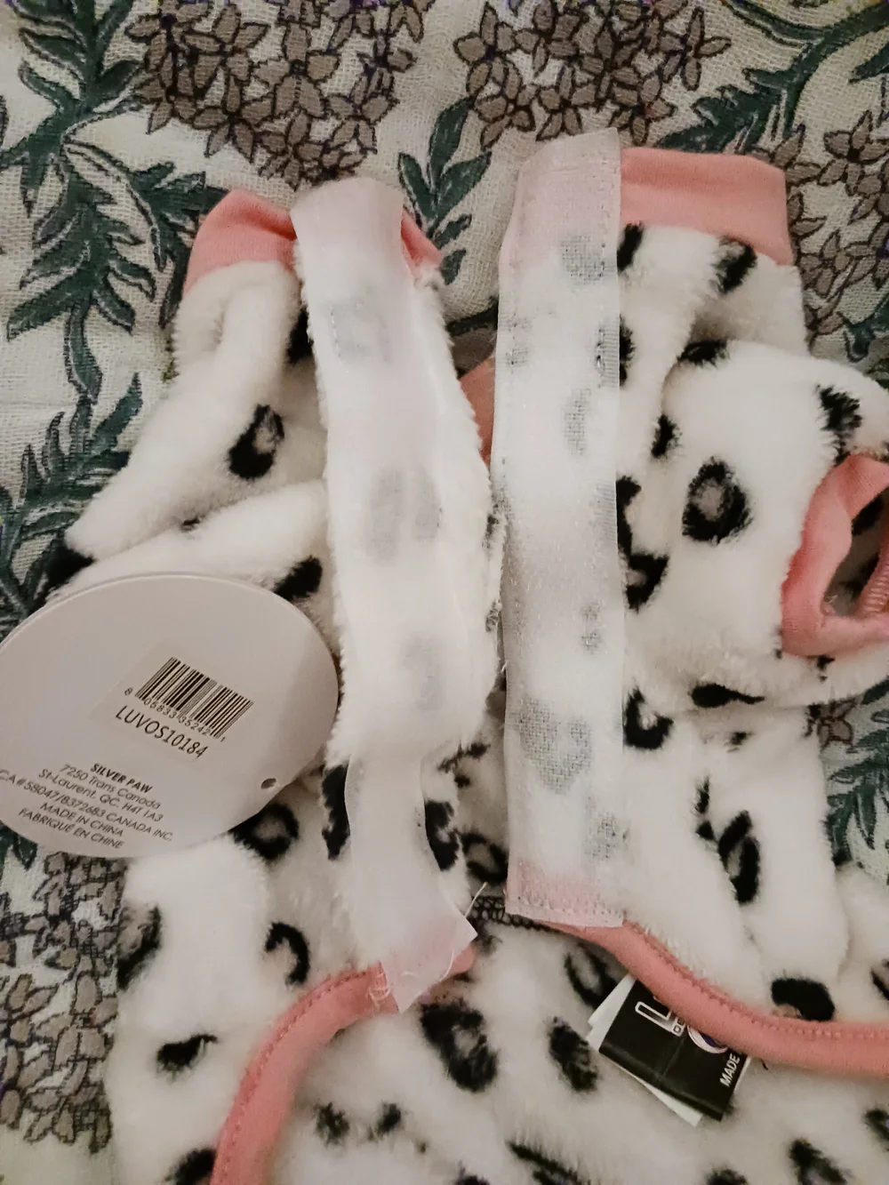 LuvGear Plush Animal Print Pink Trim Dog Onesie Fleece Pajamas